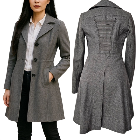 Betsey Johnson Wool Corset Peacoat In Storm Gray Size Small - Picture 1 of 10